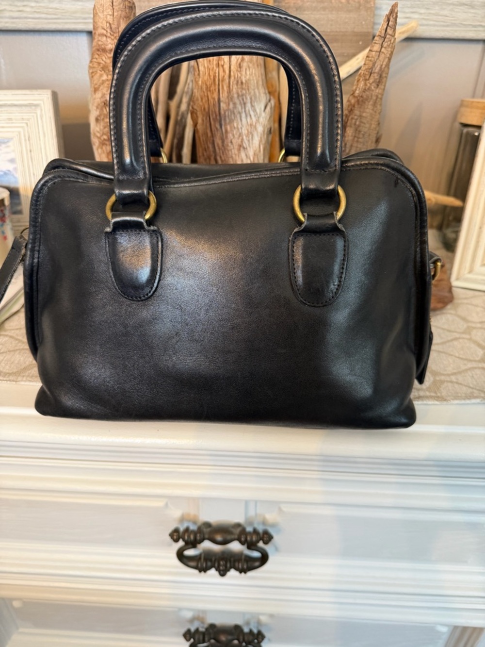 Vintage Coach Baxter Black Leather Bag.  Crossbody or hand carry. Doctor style. - Picture 2 of 7